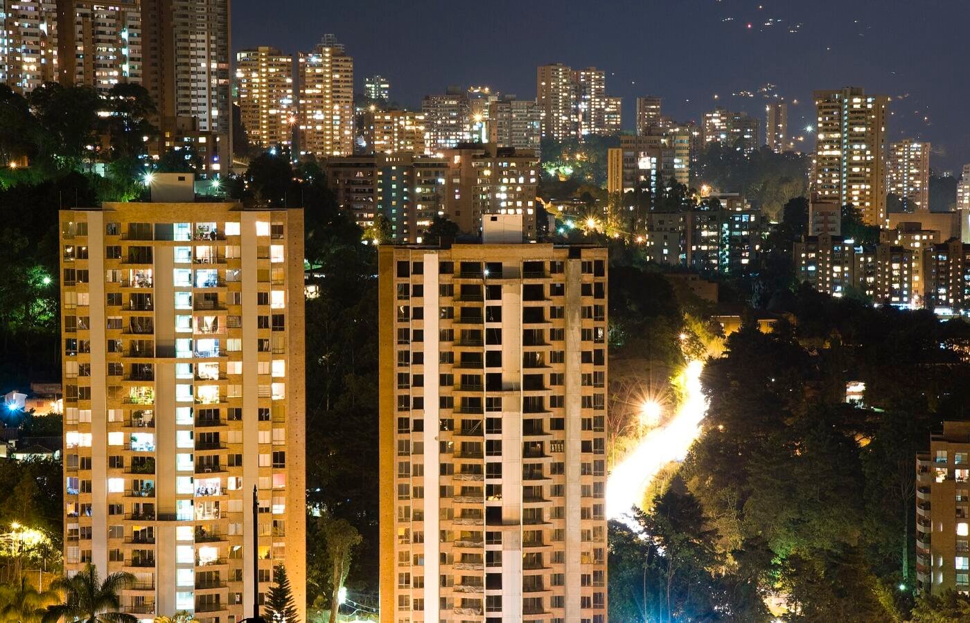 El Poblado, Medellín, at night